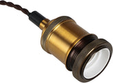 Brass lamp with a white interior on a white background
